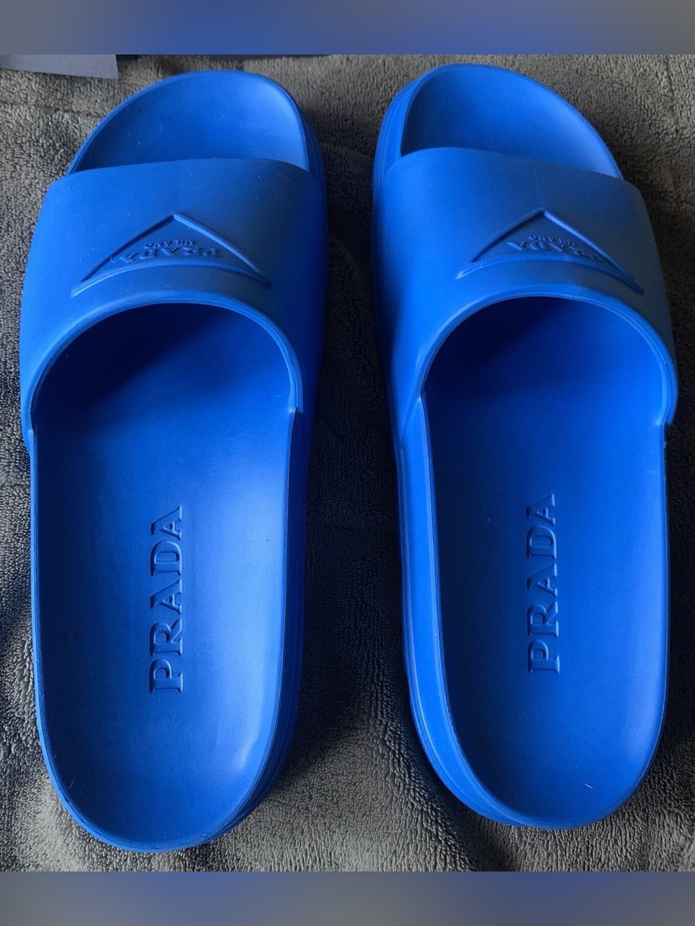 Prada Blue Rubber Slide Sandals NEW 37